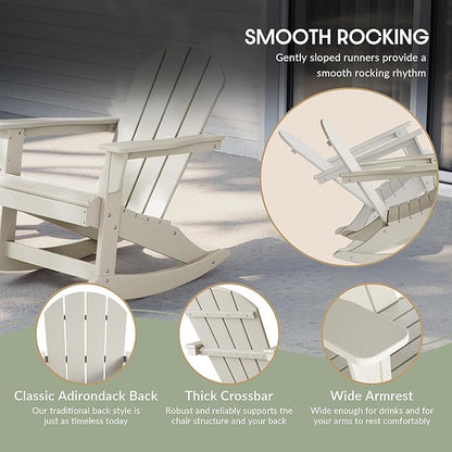 WestinTrends Malibu Outdoor Patio Porch Rocking Adirondack Chair (Set of 4), Sand