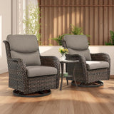 Rilyson Wicker Rocking Chair Swivel Chairs - 3 PC Rocker Patio Furniture Set Rattan Rocking Bistro Sets with Glass Top - Photo 7