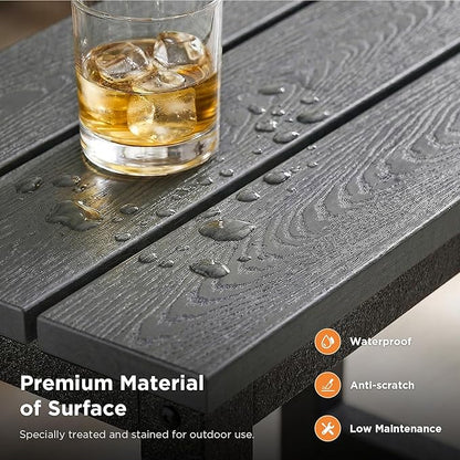 ODK Outdoor Side Table, Adirondack Patio End Table with Weather-Resistant, Waterproof Top for Hot Tub, Garden, Balcony, Poolside, Durable & Easy-to-Clean, Grey