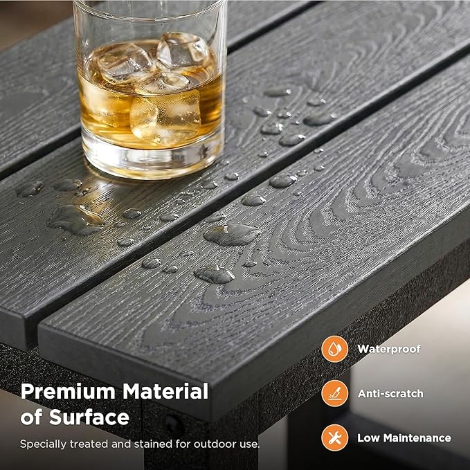 ODK Outdoor Side Tables Set of 2, Adirondack Patio End Table with Weather-Resistant Waterproof Top for Hot Tub Garden, Balcony, Poolside, 2PCS, Grey