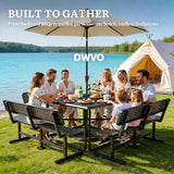 DWVO Heavy Duty Park Bench for Outside 6ft Metal with Backrest Weatherproof Coated Steel Commercial Grade Furniture Set - Photo 4