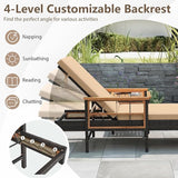 Tangkula 3 Pieces Patio Chaise Lounge Set, 2 Rattan Lounge Chairs with 4-Level Adjustable Backrest - Photo 5