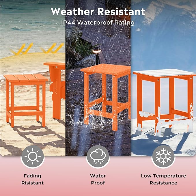 Costaelm Square Outdoor Side Tables, Adirondack Patio Tables for Outside, HDPE Patio End Table Weather Resistant - Photo 5
