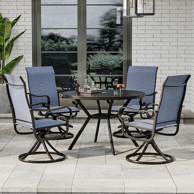 Patio Swivel Chairs Set of 4, Outdoor Dining Chairs with High Back - Photo 2