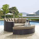 Modway Convene Wicker Rattan Outdoor Patio Poolside Sectional Sofa Daybed with Cushions in Espresso Mocha - Photo 2