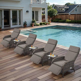 Belord 7 Piece Wicker Patio Furniture Set - 4 Adjustable Outdoor Recliner Chairs with 3 Side Table Patio Conversation - Photo 4