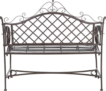 Safavieh PAT5017B Outdoor Collection Abner Rustic Brown Wrought Iron 46-inch Garden Bench