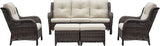 Rilyson Outdoor Furniture Set, 5-Piece Patio Rattan Wicker Sectional Sofa Set with 3-Seat Couch, 2 Armchairs - Photo 1