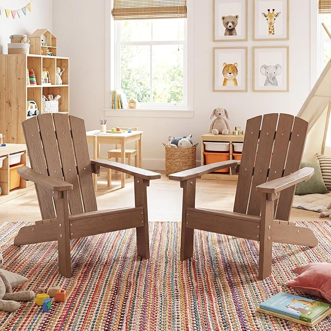 Giantex Kids Adirondack Chair, All-Weather HIPS Children's Outdoor Chair w/Ergonomic Design, Toddler Lawn Chairs for Age 3-8, Kids Beach Chair for Garden Patio Backyard (4,Taupe)