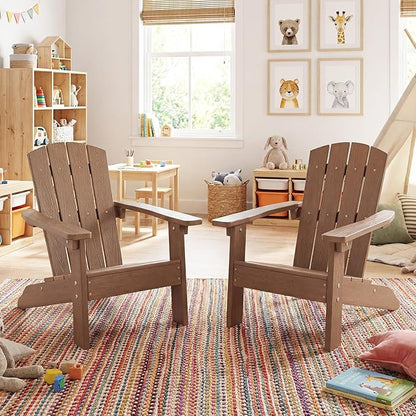 Giantex Kids Adirondack Chair, All-Weather HIPS Children's Outdoor Chair w/Ergonomic Design, Toddler Lawn Chairs for Age 3-8, Kids Beach Chair for Garden Patio Backyard (1,Taupe)