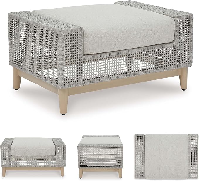 Signature Design by Ashley Seton Creek Casual Nuvella Weather Resistant Fabric Outdoor Ottoman with Cushion - Photo 7