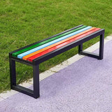 Outdoor Metal Garden Bench Seat, Park Benches with Anti-Rust Aluminum Steel Metal Frame, Slatted Seat - Photo 1