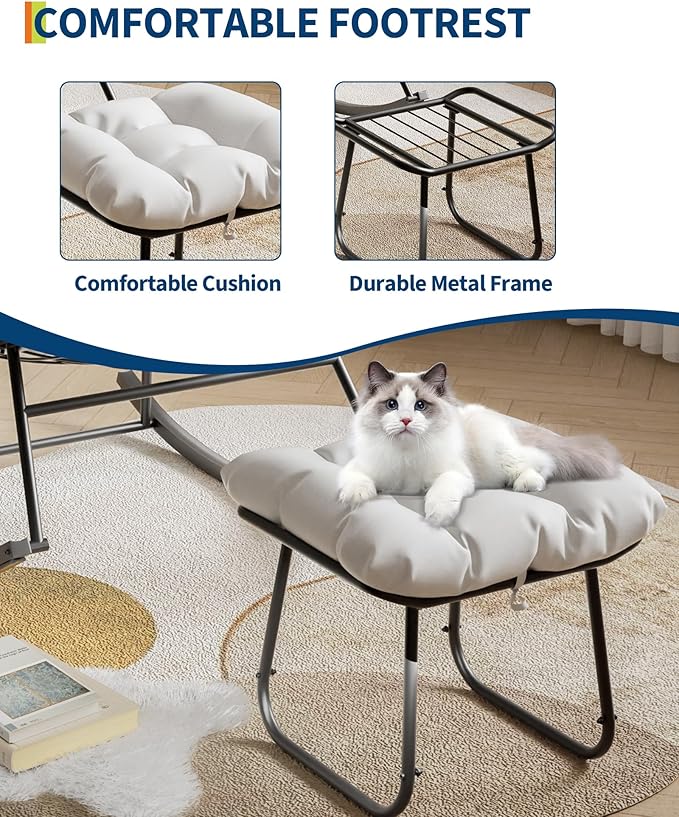 GAOMON Outdoor Oversized Papasan Rocking Chair with Footrest - Patio Lounge Chair with Ottoman - Photo 6
