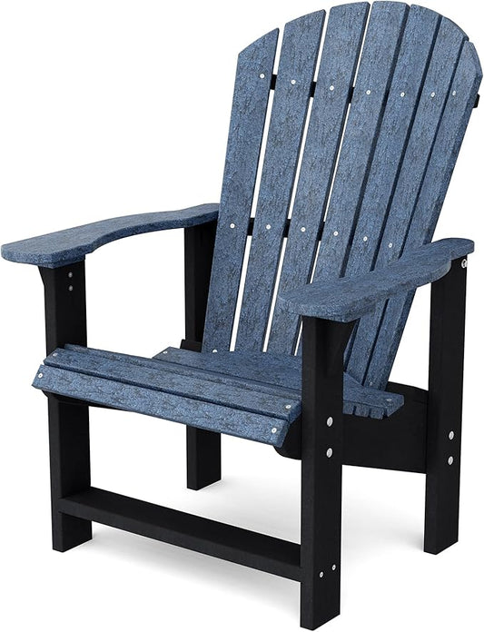 Wildridge Heritage Upright Adirondack Chair, Patriot Blue and Black - Outdoor All-Weather Poly Furniture for Patio, Deck, Yard