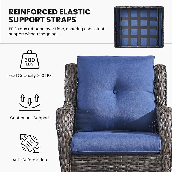 Belord Wicker Furniture 4 Pieces Outdoor Patio Furniture Set Patio Chairs with Ottomans Conversation Set for Porch - Photo 6