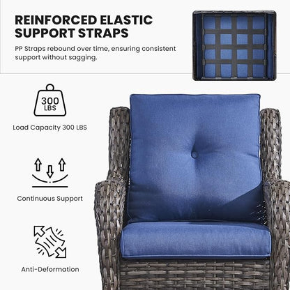Belord Outdoor Wicker Furniture 5 Pieces Patio Furniture Sofa Set Patio Wicker Chairs with Ottomans Conversation Set for Porch Garden Deck Balcony Poolside