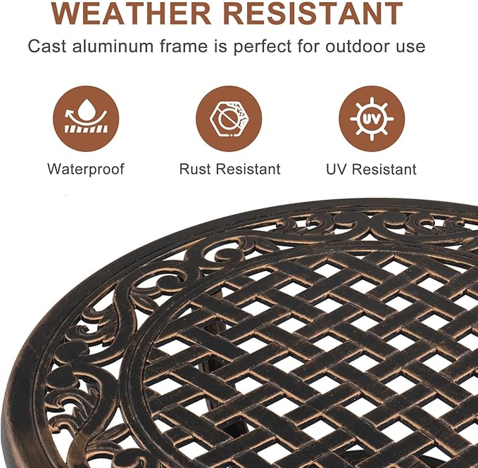 23.6” Cast Aluminum Outdoor Side Table - Photo 9