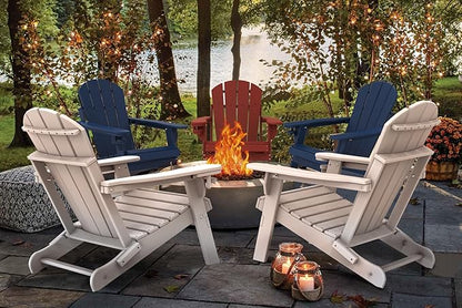 IVY&LANE Folding-Adirondack-Chairs-Set-of-4 | HDPE Plastic | Outdoor Fire Pit Chair with Cup Holder | Aqua | Poly | Weather Resistant | for Patio Deck Poolside Garden Beach