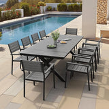 Pellebant 94" Outdoor Dining Table for 8-10, 8ft Aluminum Patio Table with Umbrella Hole - Photo 7