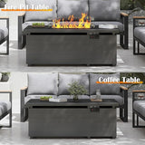 Sundale Outdoor 5 Pieces Patio Furniture Set with Fire Pit Table, Metal Outdoor Sectional Sofa with 6" Olefin Cushion - Photo 7