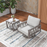 2-Piece Aluminum Outdoor Furniture Set, Swivel Patio Sofa Chair and Side Table Set - Photo 1