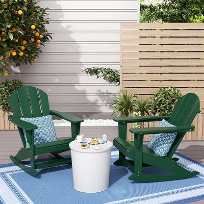 WestinTrends Malibu 2 Piece Set Outdoor/Patio Poly Adirondack Rocking Chairs (2 Seater), Dark Green