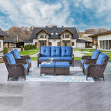 Rilyson Wicker Patio Furniture Set - 7 Piece Rattan Outdoor Sectional Conversation Sets with 1 Sofa - Photo 1