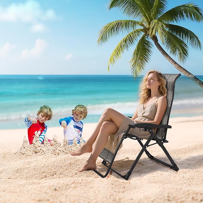 1 Pack Portable Rattan Chaise Lounge Chair, 330lb Capacity - Photo 8