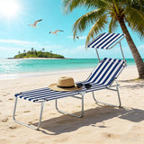 Outsunny Outdoor Lounge Chair, Adjustable Folding Chaise Lounge, Tanning Chair with Sun Shade for Beach, Camping, Hiking - Photo 9