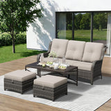 4-Piece Outdoor Couch Set, Includes Wicker Patio Sofa with Thickened Olefin Cushions, High Back and Deep Seating - Photo 1