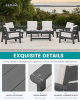 SERWALL HDPE Outdoor Furniture Set, 7 Piece All Weather Wood-Like Outdoor Sofa Sectional Couch - Photo 4