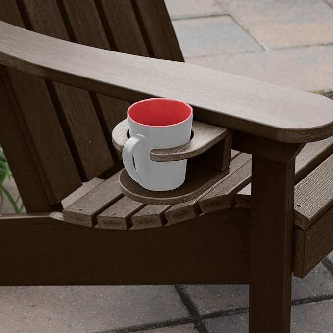 highwood AD-KITCHL5-ACE Hamilton Folding & Reclining Adirondack Chair with Ottman and Cup Holder, Weathered Acorn
