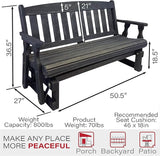 Amish Casual Heavy Duty 800 Lb Mission Pressure Treated Porch Glider (4 Foot, Semi-Solid Black Stain) - Photo 2