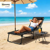 Outsunny Folding Chaise Lounge Chair, Patio Sun Tanning Chair, Outdoor Chaise Lounger with 4-Position Reclining Back - Photo 2