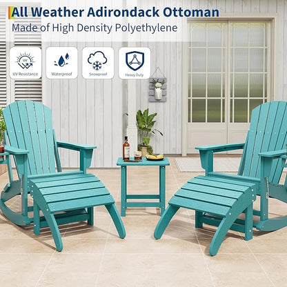 GarveeLife Ottoman for Adirondack Chair, HDPE Adirondack Ottoman Footrest, Weather Resistance Outdoor Footstool for Outside Porch Pool Lawn Backyard
