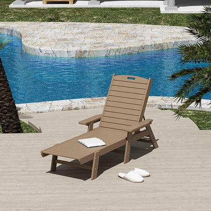 WestinTrends Malibu Poly Reclining Chaise Lounge Weathered Wood