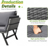 Greesum Outdoor Sofa, Woven Rattan Patio Furniture, Convertible Daybed or Double Chair with Adjustable Armrests - Photo 7
