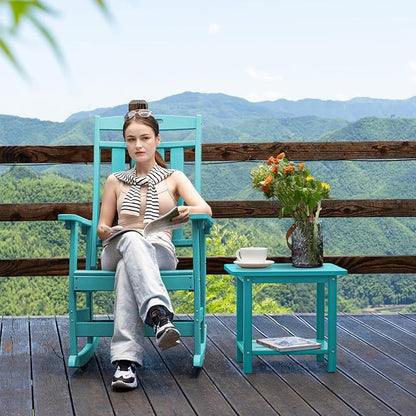 nevilywood Adirondack Square Side Table - 18.4" Large Panel HDPE Outdoor End Table - Weatherproof, Rustproof & Low Maintenance for Patio, Lawn, Pool, Indoor Use (Aruba)
