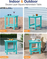 YEFU Outdoor Side Table for Patio: 16" HIPS Weather - Resistant Adirondack Tables Set of 2 - Small Square End Table for - Photo 7