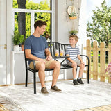2 in 1 Metal Bench Patio Bench, Outdoor Benches Weatherproof with Folding Middle Table - Photo 2