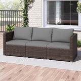 Tangkula 3 Seat Outdoor Wicker Sofa Set, Modular PE Rattan Patio Cushioned Sectional Couch Set - Photo 4