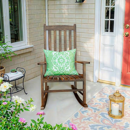 SUPER DEAL Outdoor Rocking Chair Set of 2, All Weather Resistant Wood Outdoor Indoor Patio Porch Rocker Chair,Natural