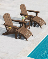 SERWALL 5-Piece Adirondack Chair and Ottoman and Table Set, Brown - Photo 8