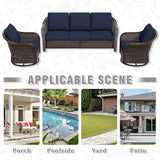 3 Piece Patio Wicker Conversation Set, All-Weather Use Outdoor Wicker Sofa with 2 PE Rattan 360 Swivel Chair - Photo 9