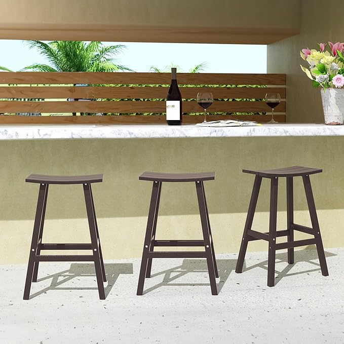 WestinTrends Malibu Malibu 29 Inch High Backless Seat Bar Stools (Set of 3), Dark Brown