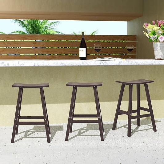 WestinTrends Malibu Malibu 29 Inch High Backless Seat Bar Stools (Set of 3), Dark Brown