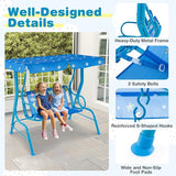 Costzon Kids Porch Swing, All-Weather Patio Swing Bench Hammock w/Adjustable Canopy & Safety Belts for 2 Children - Photo 5