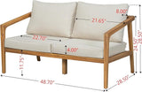 Merax 4 Piece Patio Outdoor Furniture Set, All-Weather Acacia Wood Loveseat Sofa, 2 Armchairs w/Coushions - Photo 5