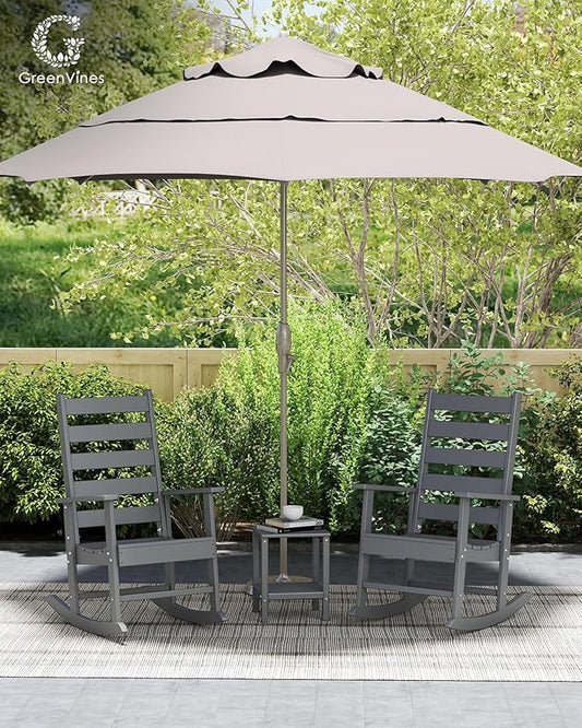 GREENVINES Outdoor-Rocking-Chair | HDPE Plastic | Patio Rockers | Porch Rocker Chairs | Shaker | Oversized | High Ladder Back | Big & Tall | PentaLuxe | Grey