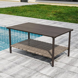 Vista Oasis Outdoor Steel Patio Table, Patio Coffee Table with Lower Storage, Outdoor Furniture for Balcony - Photo 5
